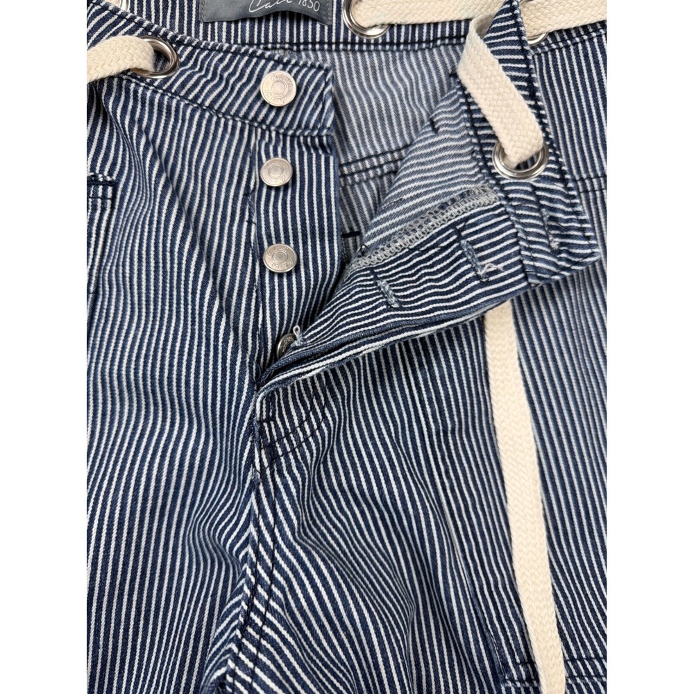 Cali 1850 Hickory Stripe Barrel Pants Blue White Utility Trousers 7/28 NWOT - Picture 3 of 7